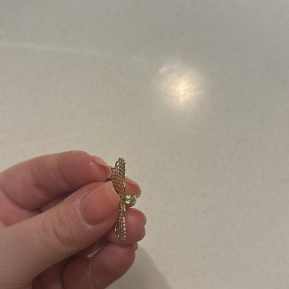 Solid 10K Yellow Gold Butterfly Pendant 18’’ Necklace - Picture 7 of 8